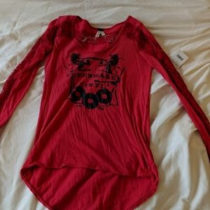 Free people long sleeve tee with lace NWT